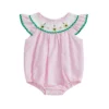 Plaid Summer Baby Romper with Embroidery
