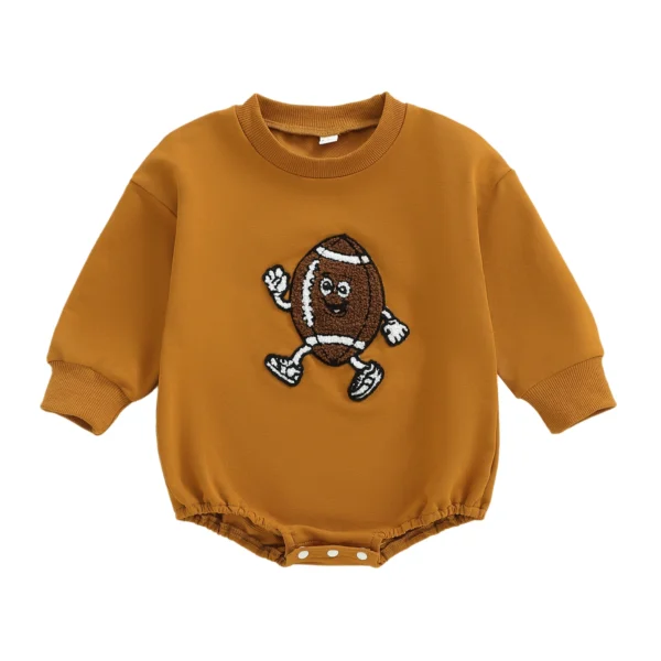 Football Romper with Rugby Embroidery for Newborns