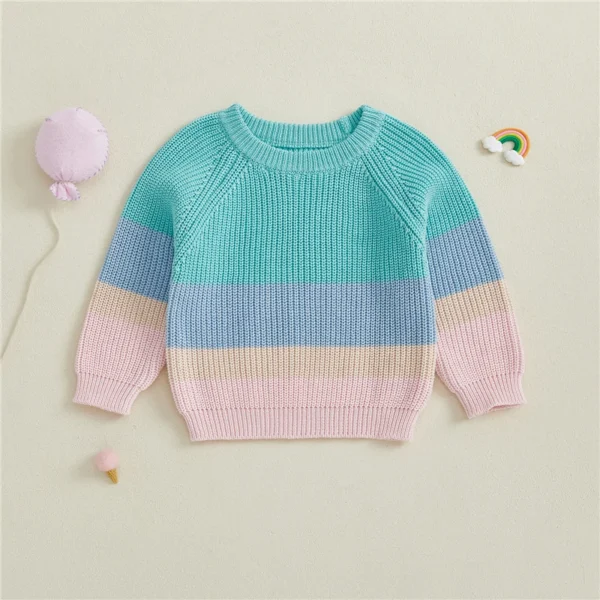 Contrast Color Crewneck Sweater for Toddlers
