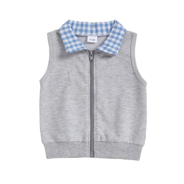 Plaid Sleeveless Zip Up Jacket for Toddlers