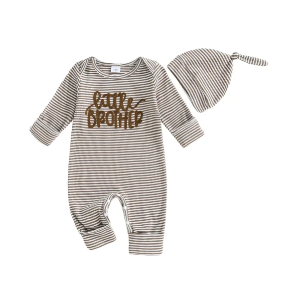 Striped Romper with Embroidery and Hat