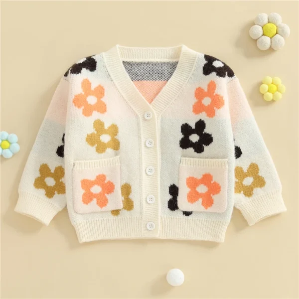 Floral Button Down Cardigan Sweater with Pockets