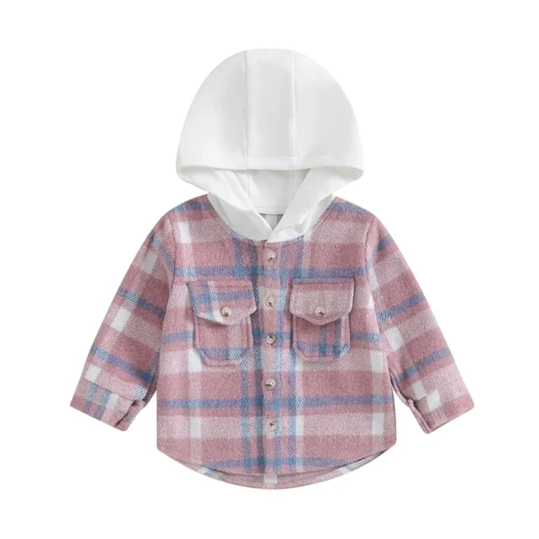 Plaid Hooded Coat with Pockets