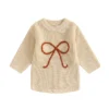 Embroidered Bow Baby Sweater Romper