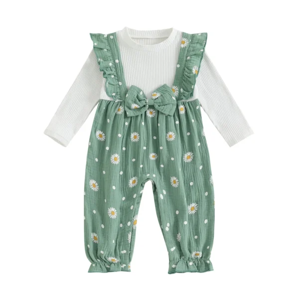 Daisy Print Long Sleeve Romper