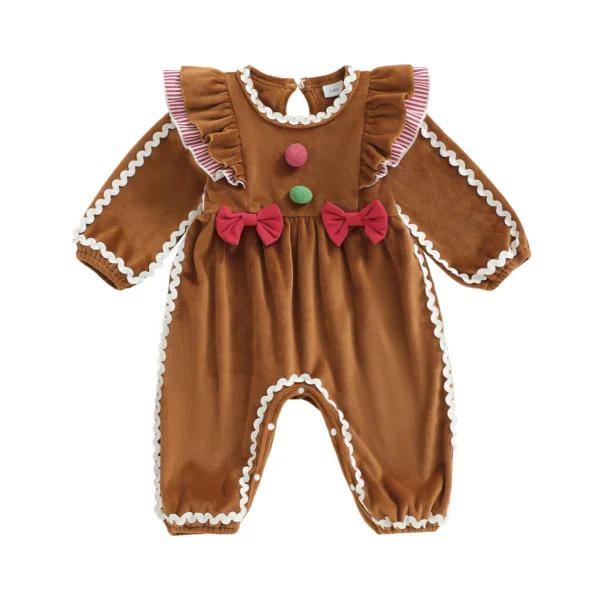 Gingerbread Man Long Sleeve Baby Romper