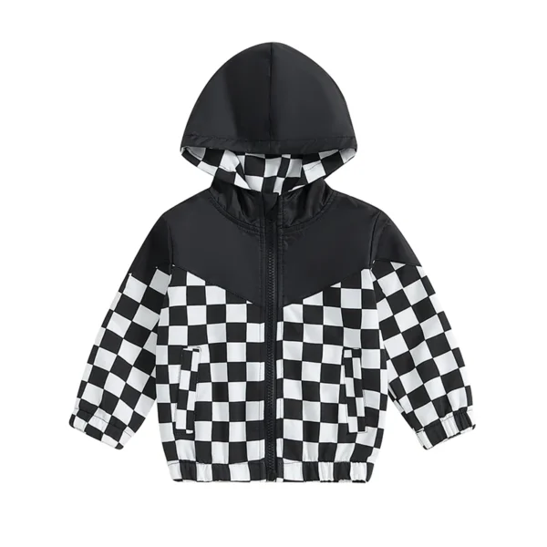 Checkerboard Zip-Up Hoodie for Kids