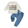 Retro Truck Print Long Sleeve Sweatshirt and Pants Set