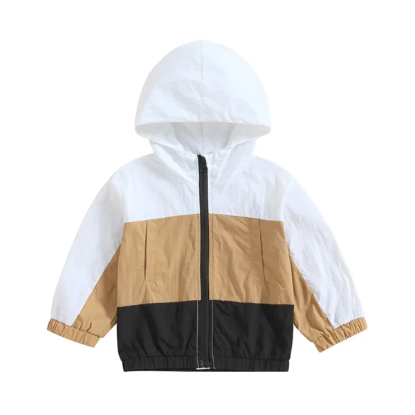 Contrast Color Zip Up Hoodie Jacket for Kids
