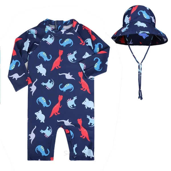 Cartoon Long Sleeve Sunscreen Swimwear for Toddlers