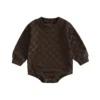 Checkerboard Print Long Sleeve Baby Sweatshirt Jumpsuit