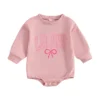 Long Sleeve Bow Print Bodysuit for Girls