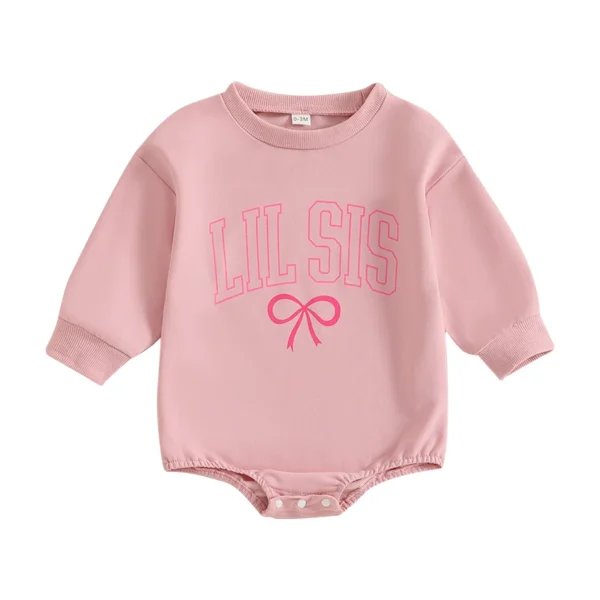 Long Sleeve Bow Print Bodysuit for Girls