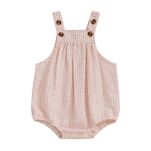 Plaid Print Sleeveless Romper for Infants