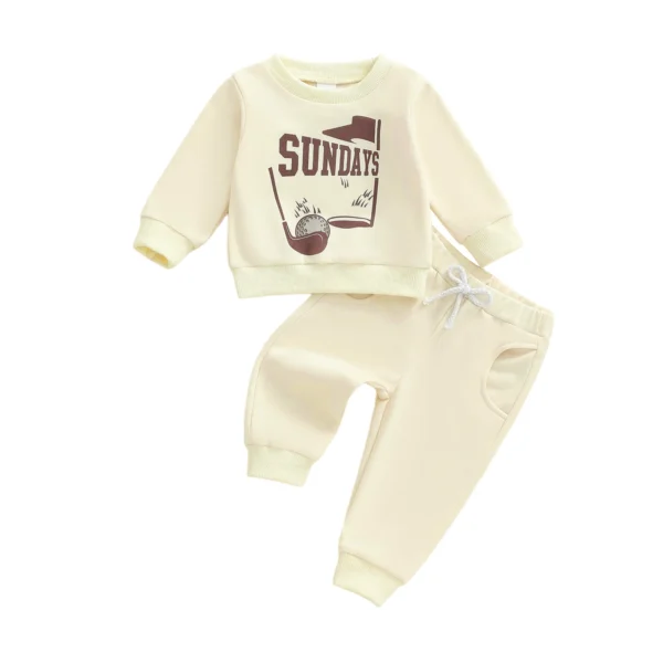 Autumn Long Sleeve Golf Print Top and Drawstring Pants Set