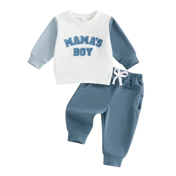 Embroidered Long Sleeve Pullover and Solid Pants Set