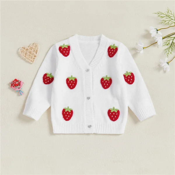 Crocheted Strawberry Cardigan for Toddlers