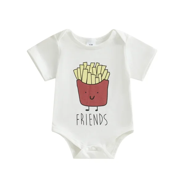 Cartoon French Fries and Burger Print Summer Romper