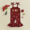 Gingerbread Print Sleeveless Christmas Jumpsuit with Bell Bottoms