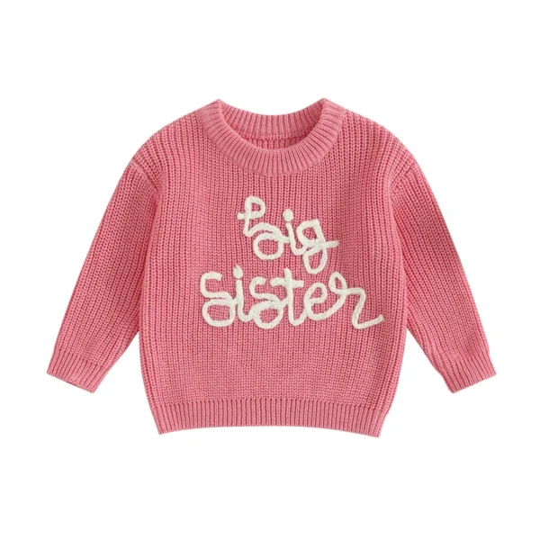 Embroidered Letter Long Sleeve Sweater for Toddlers