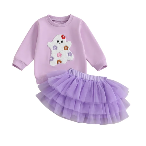 Halloween Ghost Sweatshirt and Tulle Skirt Set