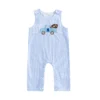 Plaid Football Truck Embroidered Overall Romper