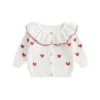 Heart Embroidered Long Sleeve Cardigan Sweater