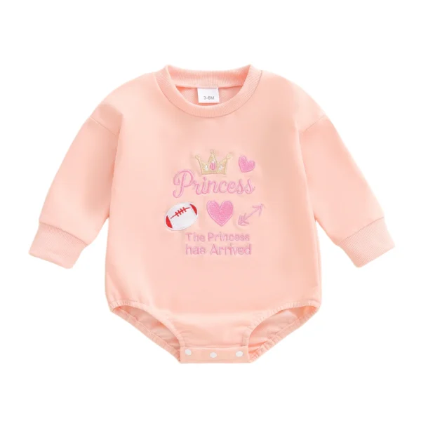 Long Sleeve Crown Embroidery Baby Romper