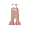 Embroidered Letter Jumpsuit with Bell Bottom Pants