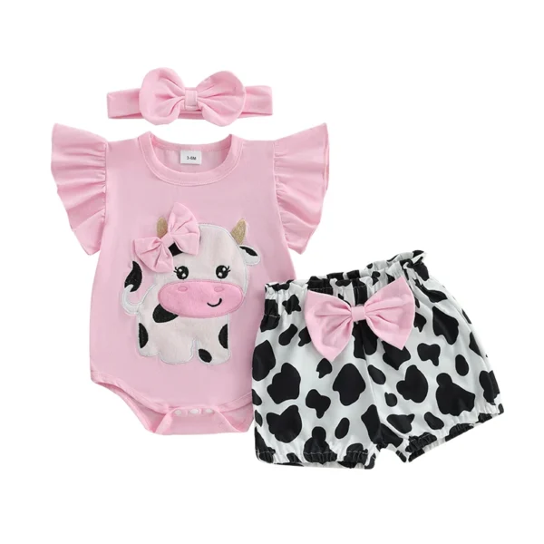 Baby Shorts Set with Bear and Cow Design