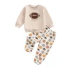 Rugby Pullover and Pumpkin Print Pants Outfit
