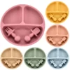 Silicone Baby Dining Plate Set with Cute Cartoon Design