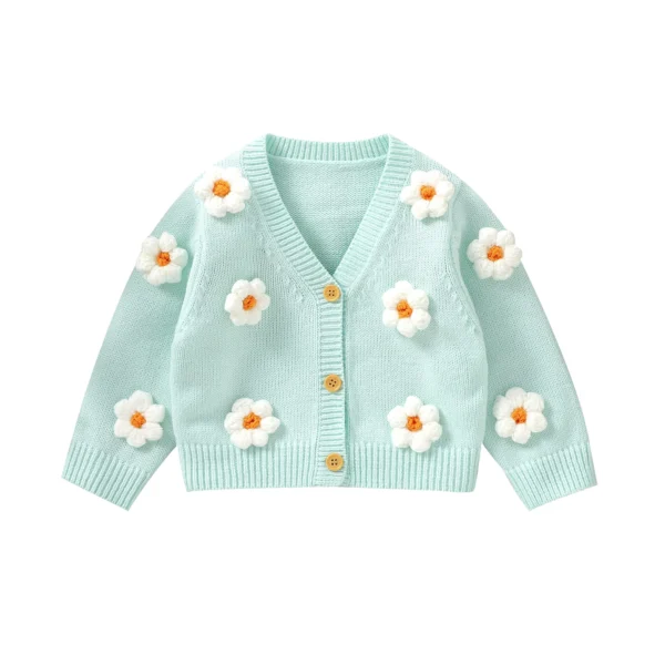 3D Flower Cardigan Sweater for Babies