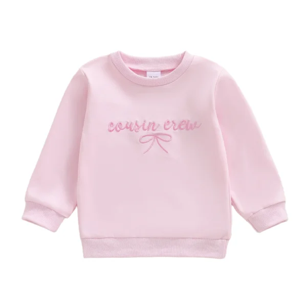 Embroidered Bow Sweatshirt with Long Sleeves