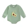Long Sleeve Embroidered Avocado Baby Bodysuit