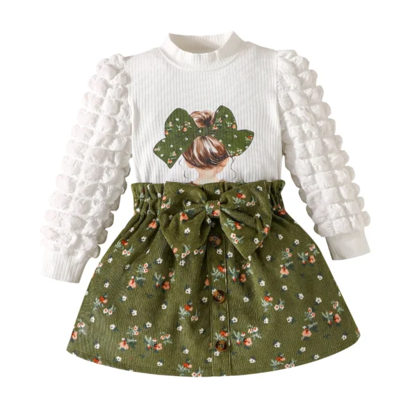 Floral Mini Skirt and Long Sleeve Top Set