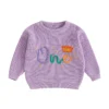 Embroidered Crown Sweater with Letter Design for Infants