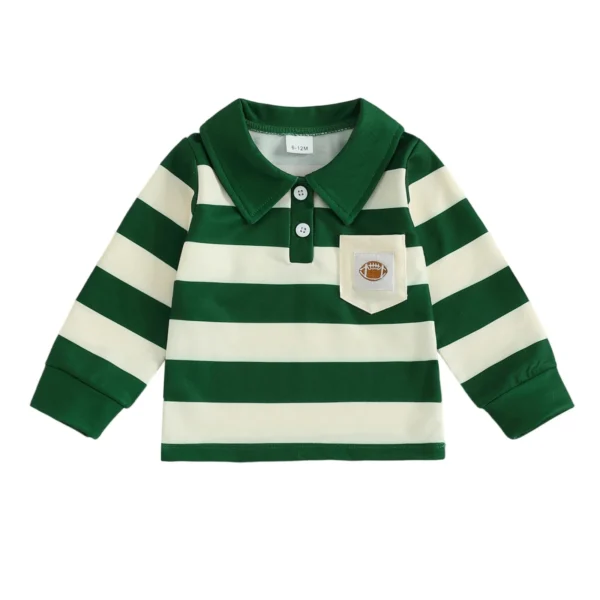 Striped Football Embroidery Long Sleeve Pullover Top