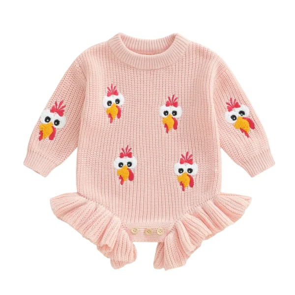 Thanksgiving Knit Romper with Turkey Embroidery