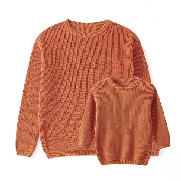 Matching Ribbed Knit Sweaters for Mom and Child