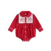 Christmas Santa Romper with Candy Cane Embroidery