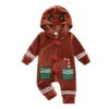 Christmas Velvet Romper with Gingerbread Man Design