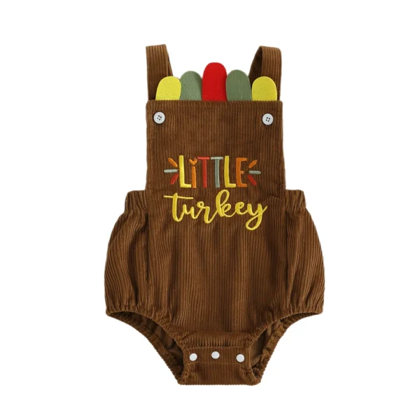 Thanksgiving Sleeveless Embroidered Romper Bodysuit