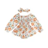 Off-shoulder Pumpkin Print Romper Dress with Headband