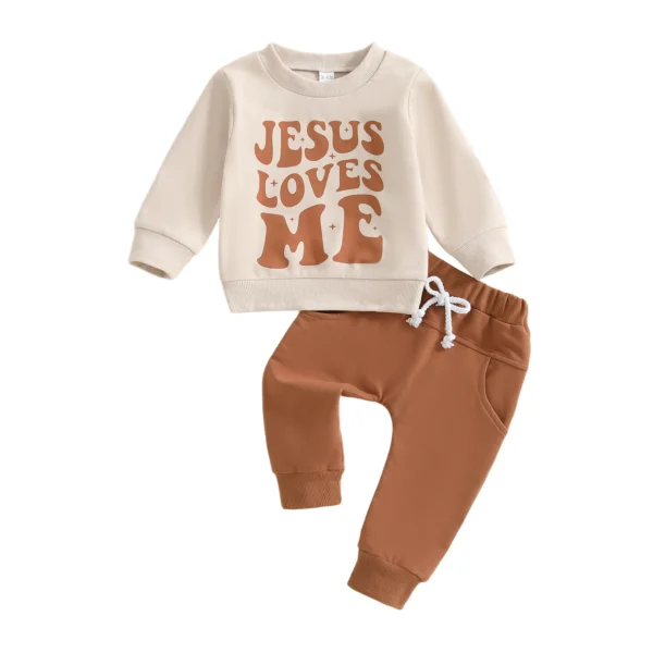Letter Print Long Sleeve Sweatshirt and Elastic Pants Set