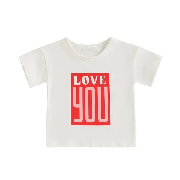 Casual Letter Print Round Neck T-Shirt for Kids