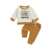 Letter Print Sweatshirt and Sweatpants Set