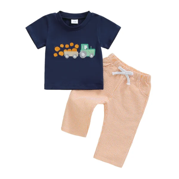 Halloween Truck Pumpkin Print Outfit Set