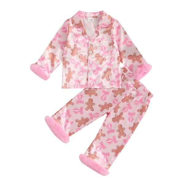 Christmas Pajamas Set with Bow Print