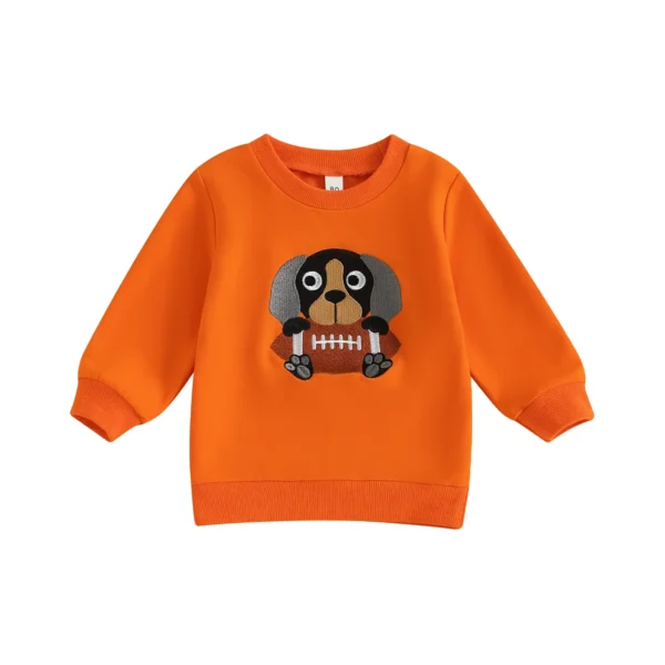 Embroidered Dog Football Sweatshirt